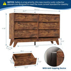 Commode à 6 tiroirs, commode vintage de 145 cm de large avec design biseauté, meuble TV moderne pour chambre à coucher, salon, entrée et dressing