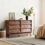 Commode à 6 tiroirs, commode vintage de 145 cm de large avec design biseauté, meuble TV moderne pour chambre à coucher, salon, entrée et dressing