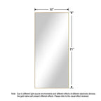Miroir pleine longueur en aluminium 71x31" à bord fin avec support, autoportant rectangulaire