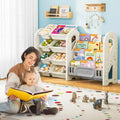 Étagère à Livres et Organiseur de Jouets 2-en-1 avec Bacs de Rangement, en PEHD Blanc