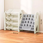 Étagère à Livres et Organiseur de Jouets 2-en-1 avec Bacs de Rangement, en PEHD Blanc