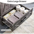 Meuble-lavabo de salle de bain de style fermier 24 po avec évier, commode de salle de bain avec grand tiroir de rangement