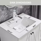 Meuble-lavabo de salle de bain de style fermier 24 po avec évier, commode de salle de bain avec grand tiroir de rangement