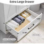 Meuble-lavabo de salle de bain de style fermier 24 po avec évier, commode de salle de bain avec grand tiroir de rangement