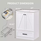 Meuble-lavabo de salle de bain de style fermier 24 po avec évier, commode de salle de bain avec grand tiroir de rangement