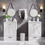 Meuble-lavabo de salle de bain de style fermier 24 po avec évier, commode de salle de bain avec grand tiroir de rangement