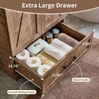 Meuble-lavabo de salle de bain de style fermier 24 po avec évier, commode de salle de bain avec grand tiroir de rangement