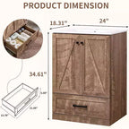Meuble-lavabo de salle de bain de style fermier 24 po avec évier, commode de salle de bain avec grand tiroir de rangement