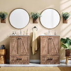Meuble-lavabo de salle de bain de style fermier 24 po avec évier, commode de salle de bain avec grand tiroir de rangement