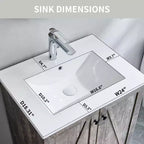 Meuble-lavabo de salle de bain de style fermier 24 po avec évier, commode de salle de bain avec grand tiroir de rangement