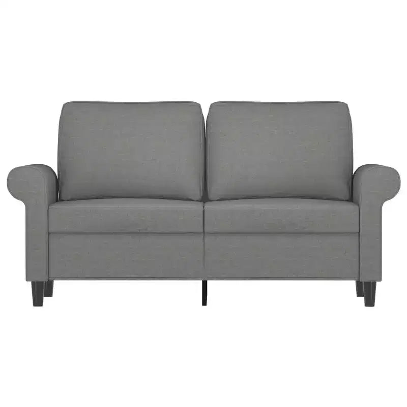 Canapé 2 places, revêtement en polyester gris foncé avec cadre en métal