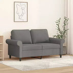 Canapé 2 places, revêtement en polyester gris foncé avec cadre en métal