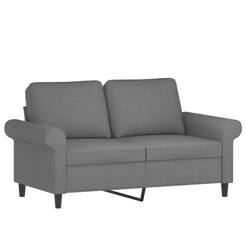 Canapé 2 places, revêtement en polyester gris foncé avec cadre en métal