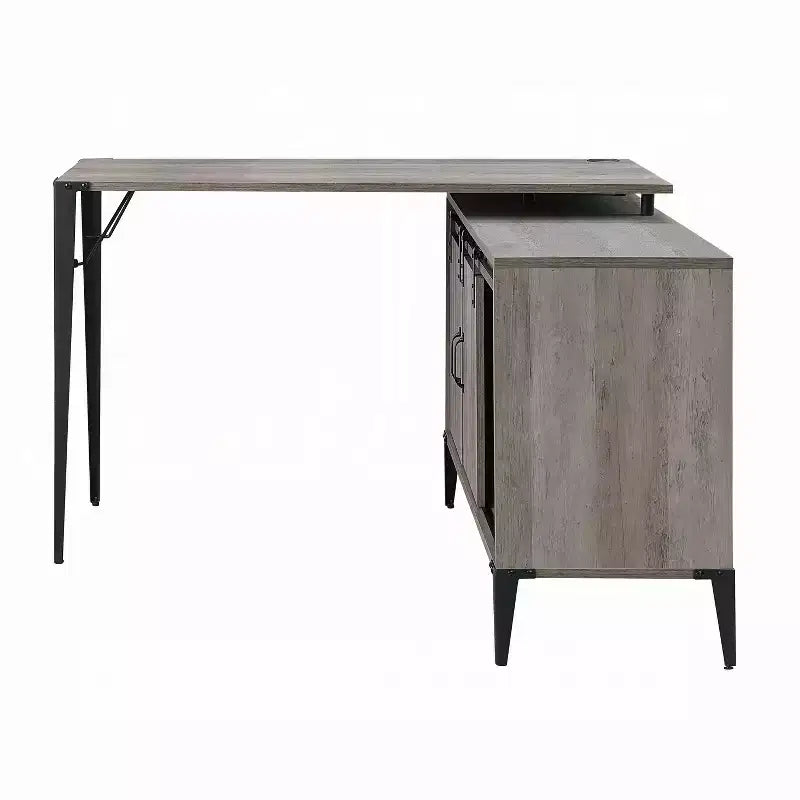 Bureau d'ordinateur de style rustique avec étagères de rangement, tiroir et placard