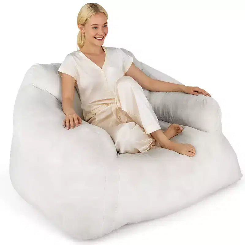 Fauteuil Poire pour Adultes, Canapé Paresseux en Peluche, Housse en Velours Ultra-Douce, Beige