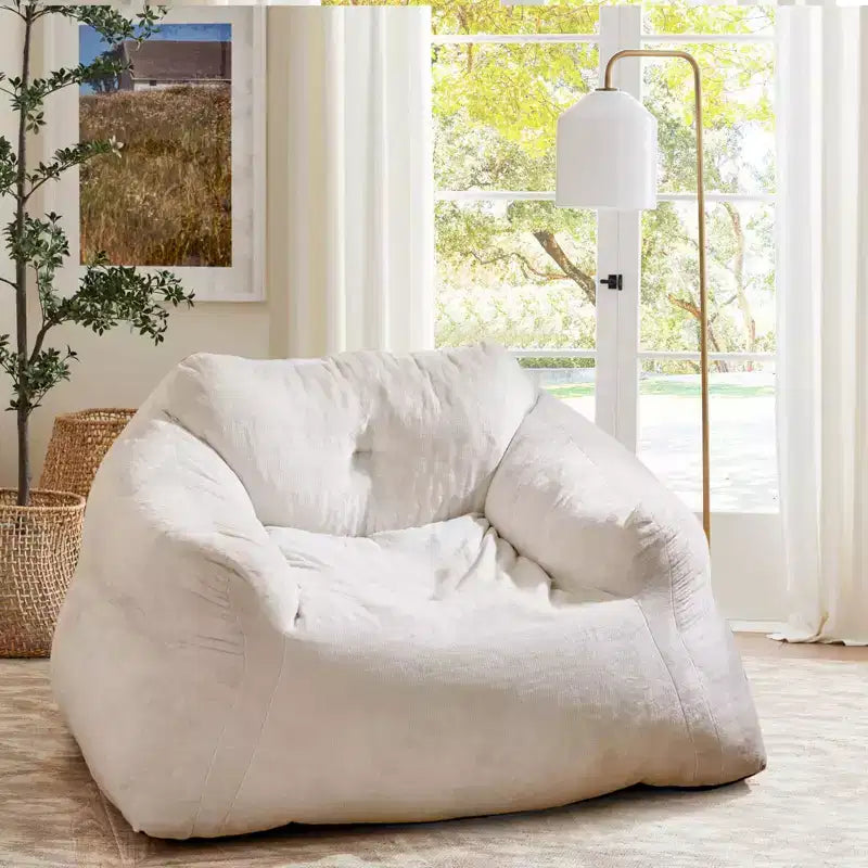 Fauteuil Poire pour Adultes, Canapé Paresseux en Peluche, Housse en Velours Ultra-Douce, Beige