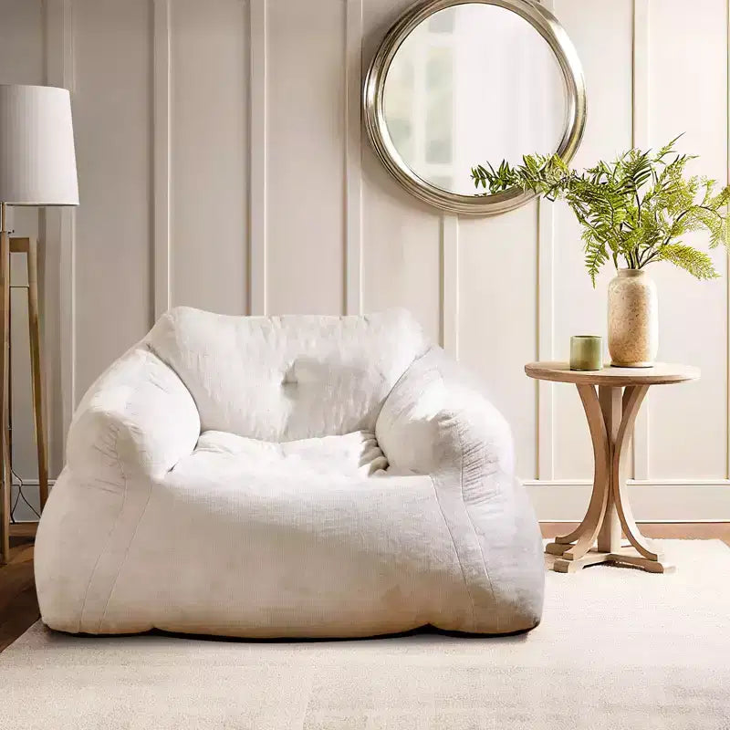Fauteuil Poire pour Adultes, Canapé Paresseux en Peluche, Housse en Velours Ultra-Douce, Beige