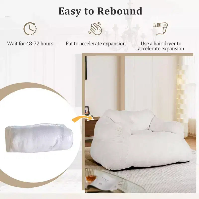 Fauteuil Poire pour Adultes, Canapé Paresseux en Peluche, Housse en Velours Ultra-Douce, Beige