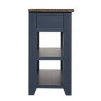 Console en bois de pin massif de 48 po avec 3 tiroirs et 2 étagères, bleue