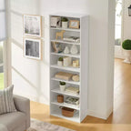 Étagère à livres minimaliste à 8 niveaux et double couche, organisateur de rangement pour salon et bureau