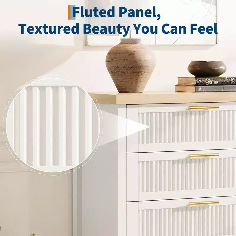 Commode à 4 tiroirs cannelés de 89,9 cm de haut, meuble de rangement pour chambre et salon