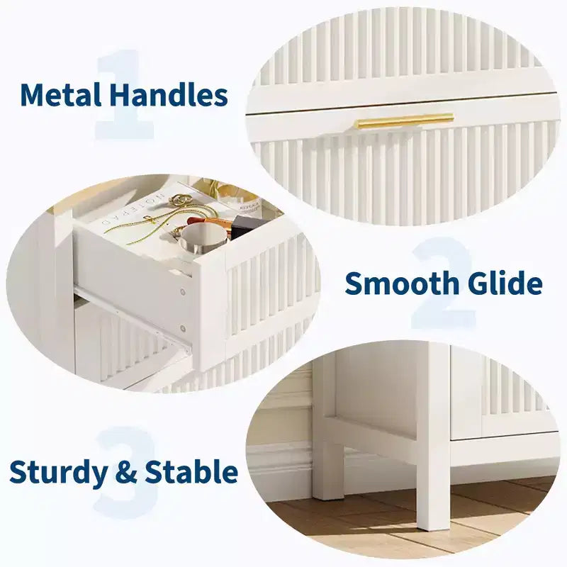 Commode à 4 tiroirs cannelés de 89,9 cm de haut, meuble de rangement pour chambre et salon