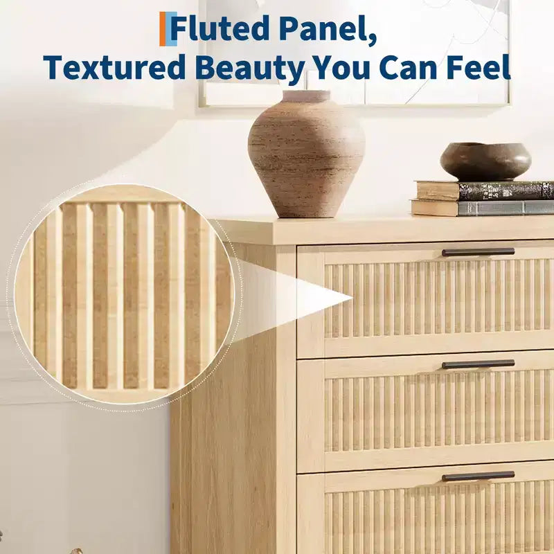 Commode à 4 tiroirs cannelés de 89,9 cm de haut, meuble de rangement pour chambre et salon