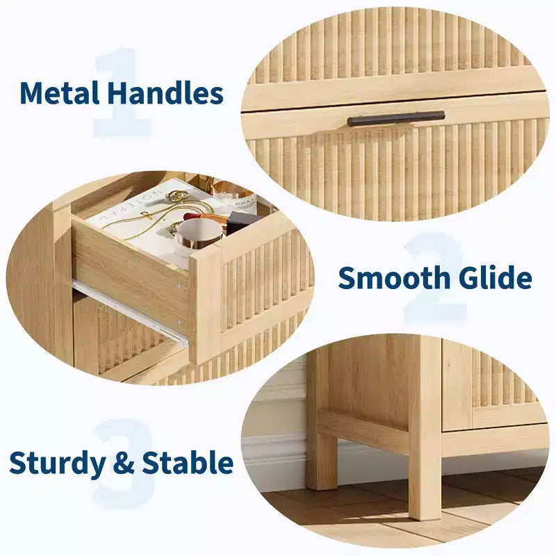 Commode à 4 tiroirs cannelés de 89,9 cm de haut, meuble de rangement pour chambre et salon