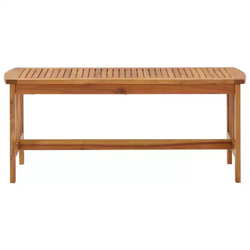 Table basse en acacia massif, design à lattes, intérieur/extérieur, marron