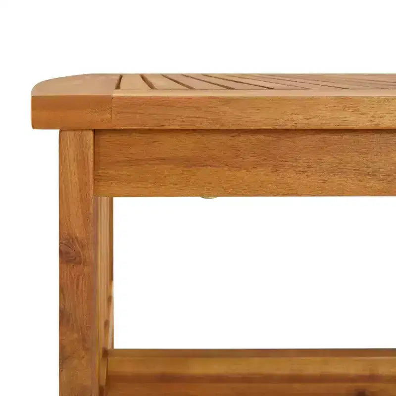 Table basse en acacia massif, design à lattes, intérieur/extérieur, marron