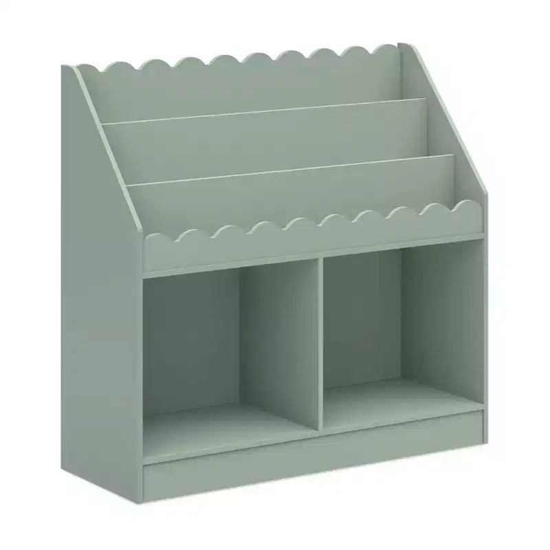 Bibliothèque pour enfants en forme de coquillage avec casiers, style Montessori, en pin massif