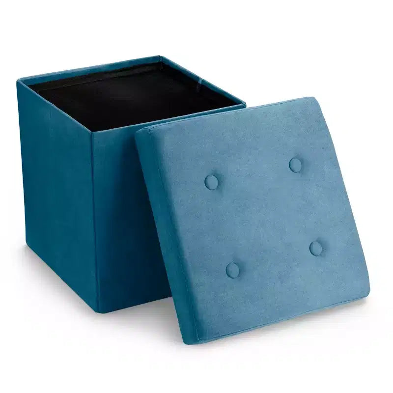 Pouf de rangement pliable, Cube, Coussin moelleux, Rangement dissimulé, Léger et portable