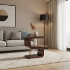 HomeRoots 24 Chestnut And Gold Solid Wood Curved Nightstand