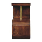 Table de chevet incurvée en manguier massif, couleur châtaigne et or, 61 cm