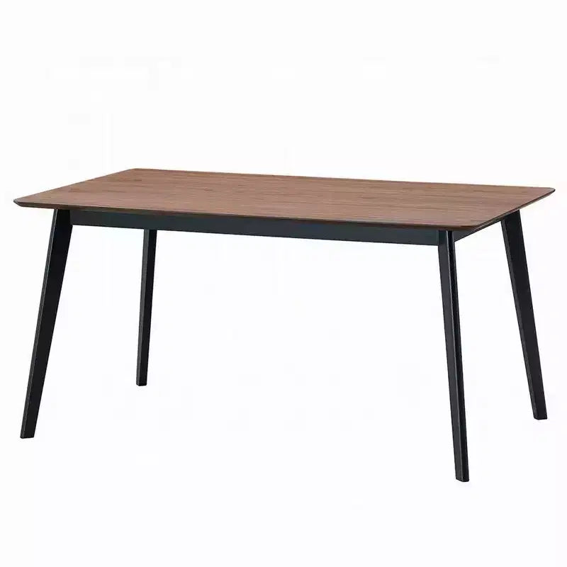 Table à manger rectangulaire de 59 pouces, plateau en noyer brun, pieds scandinaves noirs