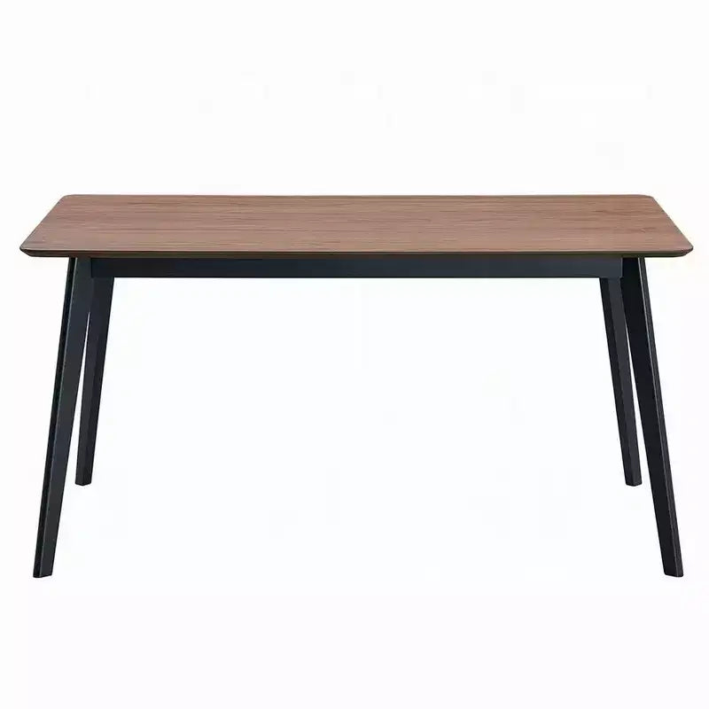 Table à manger rectangulaire de 59 pouces, plateau en noyer brun, pieds scandinaves noirs