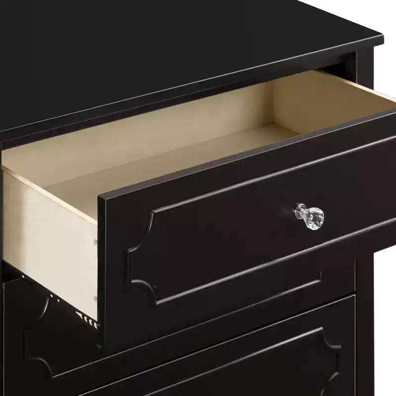 Commode à langer 3 tiroirs avec poignées en cristal, blanc