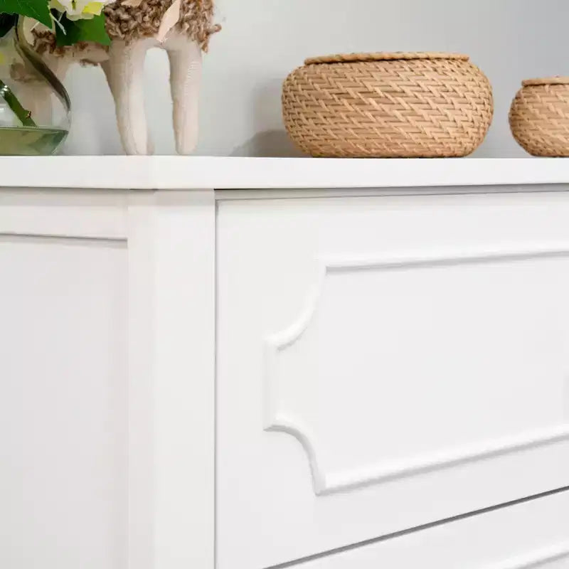Commode à langer 3 tiroirs avec poignées en cristal, blanc