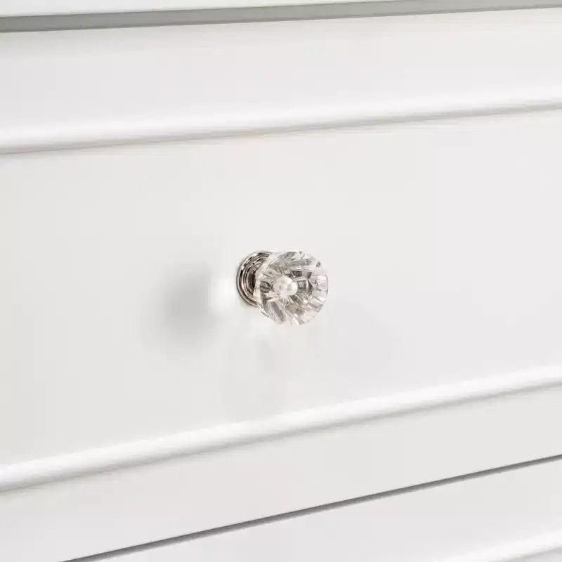 Commode à langer 3 tiroirs avec poignées en cristal, blanc