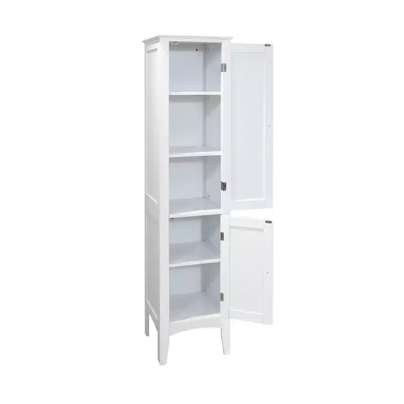 Armoire de rangement autoportante, 15,35x15,35x63in, Blanc, MDF