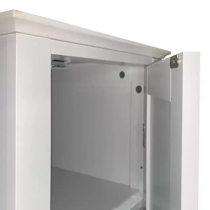 Armoire de rangement autoportante, 15,35x15,35x63in, Blanc, MDF