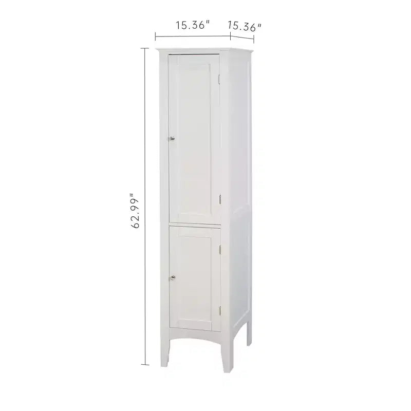 Armoire de rangement autoportante, 15,35x15,35x63in, Blanc, MDF