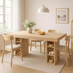Table à manger rectangulaire en bois de 63 pouces avec rangement double face, pour 6 personnes, pour salle à manger ou bureau