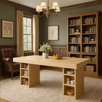 Table à manger rectangulaire en bois de 63 pouces avec rangement double face, pour 6 personnes, pour salle à manger ou bureau