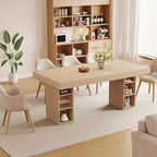Table à manger rectangulaire en bois de 63 pouces avec rangement double face, pour 6 personnes, pour salle à manger ou bureau