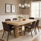 Table à manger rectangulaire en bois de 63 pouces avec rangement double face, pour 6 personnes, pour salle à manger ou bureau