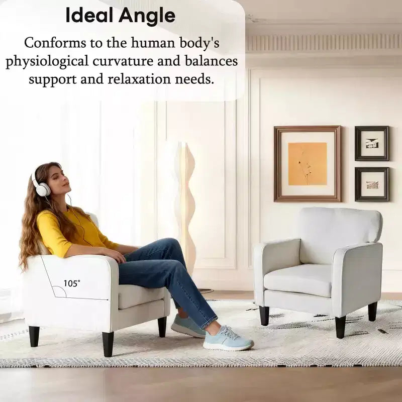Fauteuil de lecture avec accoudoir et dossier, chaise longue confortable pour chambre à coucher, salle d'attente, salle de réception