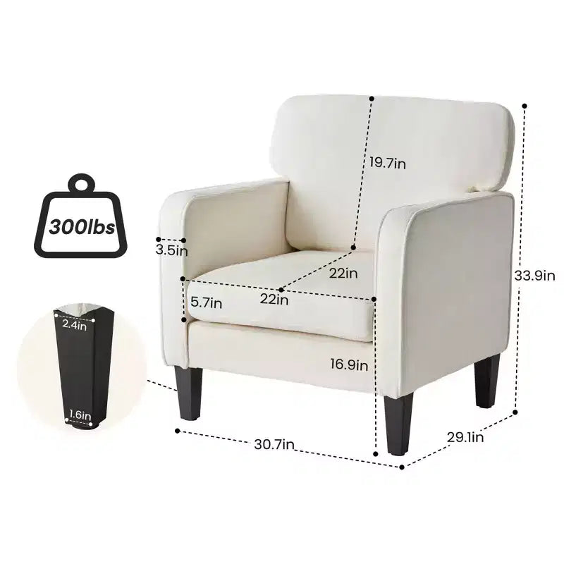 Fauteuil de lecture avec accoudoir et dossier, chaise longue confortable pour chambre à coucher, salle d'attente, salle de réception