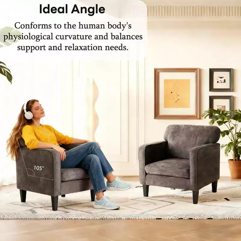 Fauteuil de lecture avec accoudoir et dossier, chaise longue confortable pour chambre à coucher, salle d'attente, salle de réception
