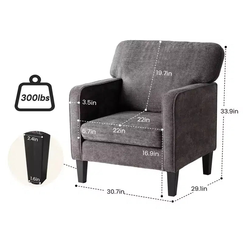 Fauteuil de lecture avec accoudoir et dossier, chaise longue confortable pour chambre à coucher, salle d'attente, salle de réception